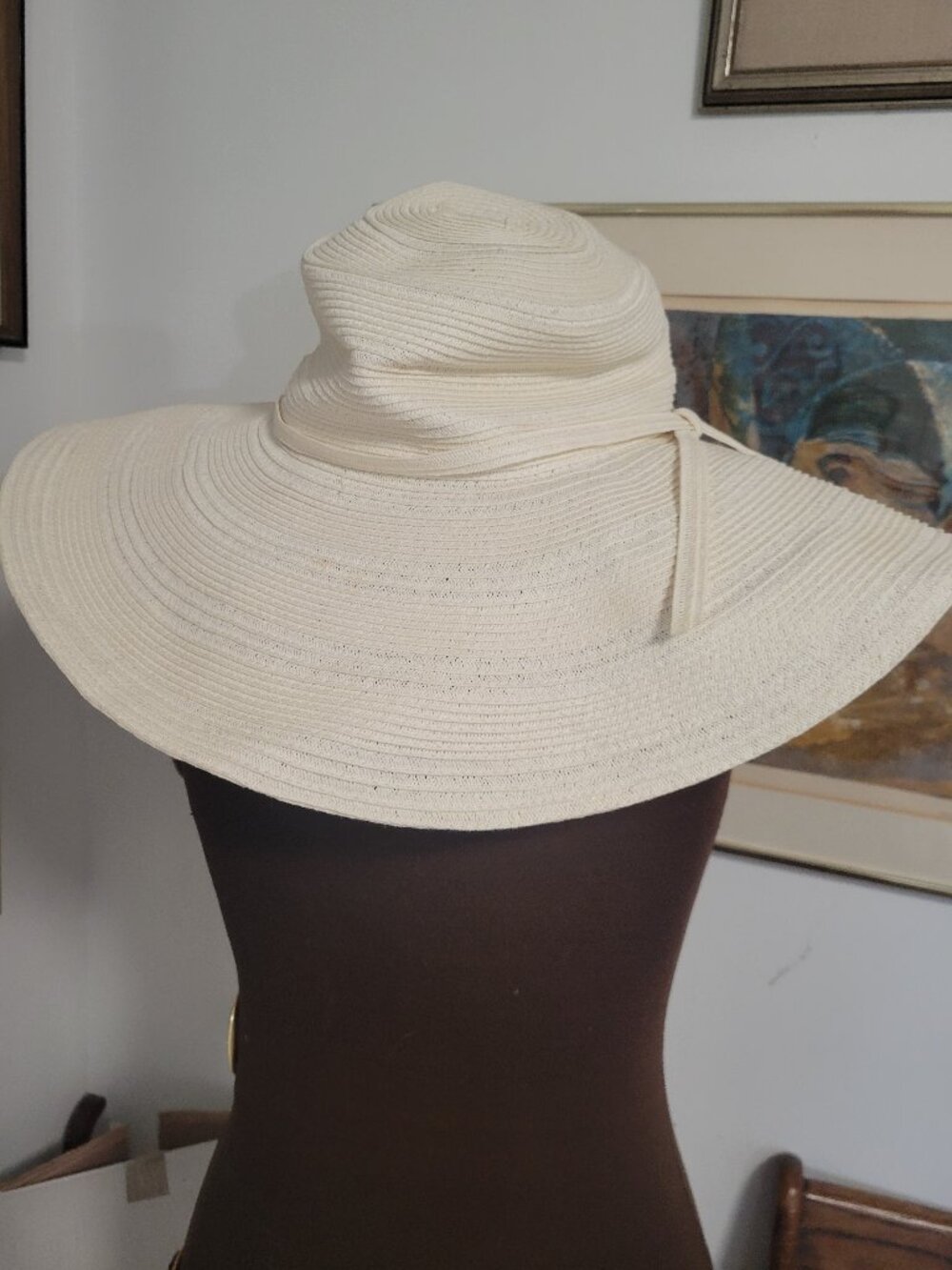 Vintage 80's Scala Oversized Sun Hat in Cream